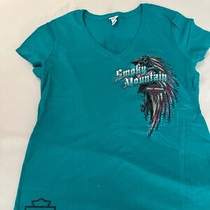 Women’s very nice teal Harley top